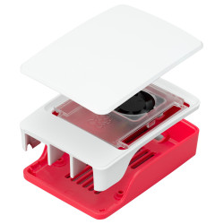 Accessoires RPI 5, Boîtier en plastique, Ventilateur intégré, Rouge-Blanc