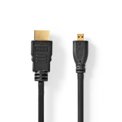 Câble HDMI Haute Vitesse avec ethernet HDMI™ Connecteur HDMI™ Micro Connecteur 4K@30Hz 10.2 Gbps 2.00 m Rond PVC Noir