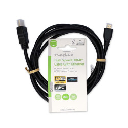 High Speed HDMI™ Cable with Ethernet HDMI™ Connector HDMI™ Micro Connector 4K@30Hz 10.2 Gbps 2.00 m Round PVC Black