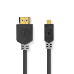 High Speed ​​HDMI™-Kabel met Ethernet HDMI™ Connector HDMI™ Micro-Connector 4K@30Hz 10.2 Gbps 2.00 m Rond PVC Antraciet