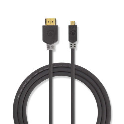 High Speed ​​HDMI™-Kabel met Ethernet HDMI™ Connector HDMI™ Micro-Connector 4K@30Hz 10.2 Gbps 2.00 m Rond PVC Antraciet