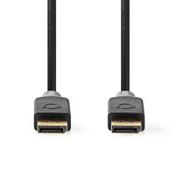 Nedis DisplayPort Cable DisplayPort Male 8K@60Hz Gold Plated 2.00 m Round PVC Anthracite / Grey