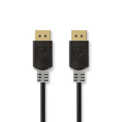 Nedis DisplayPort-Kabel DisplayPort Male 8K@60Hz Verguld 2.00 m Rond PVC Antraciet / Grijs Doos