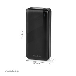 Nedis Externe Powerbank - 32000 mAh, 2 uitgangen USB-C/USB-A, PD 65W