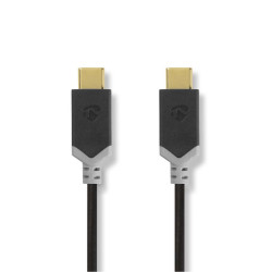 Câble USB Nedis CCBW64750AT10 - USB-C, 100 W, 10 Gbps, 1 m, Plaqué Or, 4K