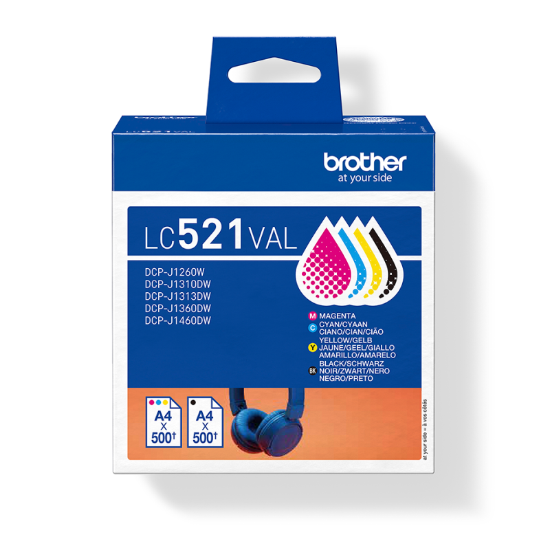 Brother LC-521VAL – Multipack cartouches d’encre originales CMYK