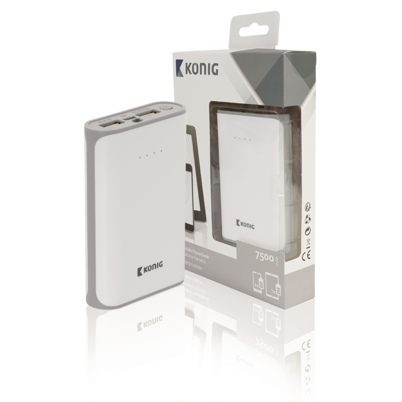 König batterie de secours pour telephone Lithium-ion 7500 mAh USB Blanc