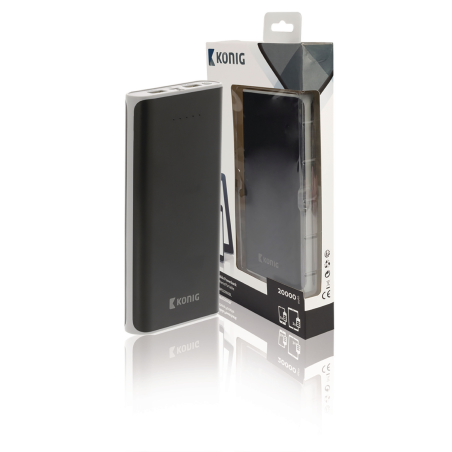 König Portable Power Bank 20000 mAh USB Black