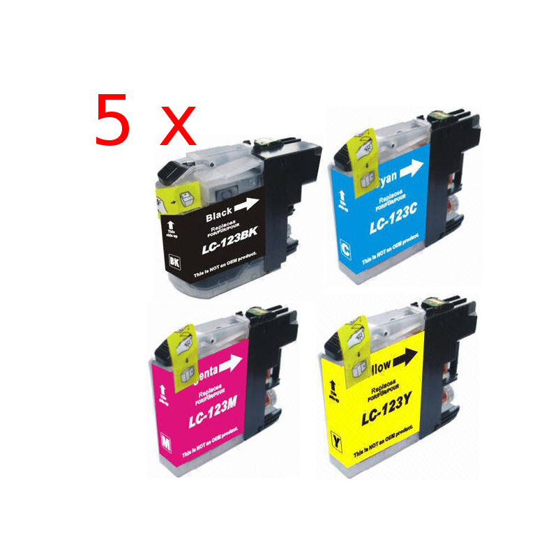 5 Pack 4 compatible cartridges LC-123