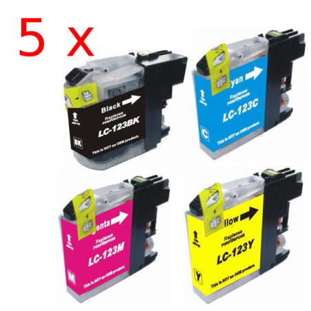 5 Pack 4 compatible cartridges LC-123