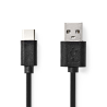 USB Cable 2.0 - USB-A Male - USB-C™ Male - 480 Mbps - Nickel Plated - 0.10 m - Round - PVC - Black