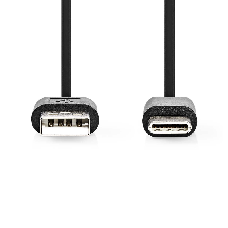 USB 2.0 Cable USB-A Male USB-C™ Male 15 W 480 Mbps Nickel Plated 2.00 m Round PVC Black