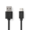 USB 2.0 Cable USB-A Male USB-C™ Male 15 W 480 Mbps Nickel Plated 2.00 m Round PVC Black
