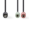 Nedis Audiokabel Headset 3,5 mm Male - 2x 3,5 mm Female 0,2 m Zwart