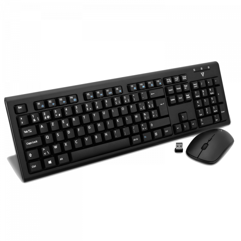 V7 Draadloos toetsenbord en muis - Zwart - BE